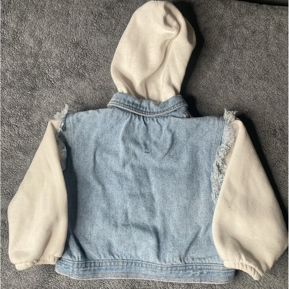 Vintage 90s Kids 24M Denim Jean Jacket Hoodie Toddler Baby Blue Casual Time